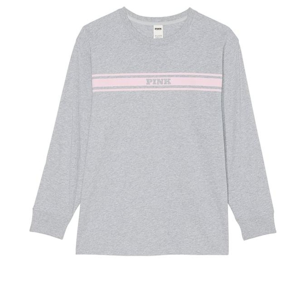 🌸PINK Victoria's Secret Gray and Pink Coton Long Sleeve Shirt🌸 size XS 🌸